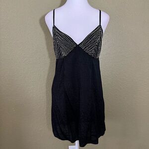 Intimately Free People Women's S Shooting Star Slip Dress Black Beaded Mini